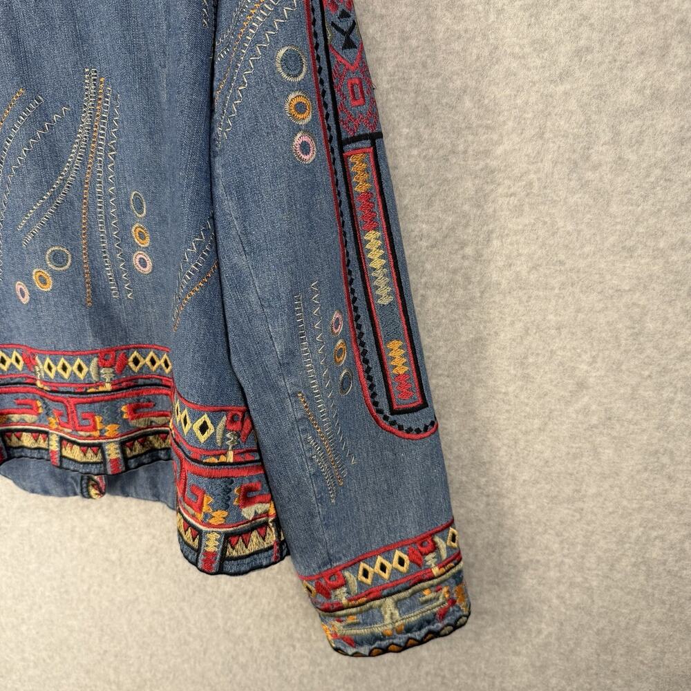 Coldwater Creek Womens Jacket XL Denim Southwestern Embroidered - Picture 11 of 13